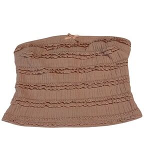 Bear Dance Tube Top Womens Size Small Pink Excellent Lace Ruffle Coquette Bow